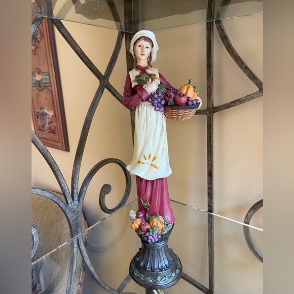 THANKSGIVING MIDWEST OF CANNON FALLS RESIN PILGRAM WOMAN FIGURINE 12” Vntg - Picture 4 of 16